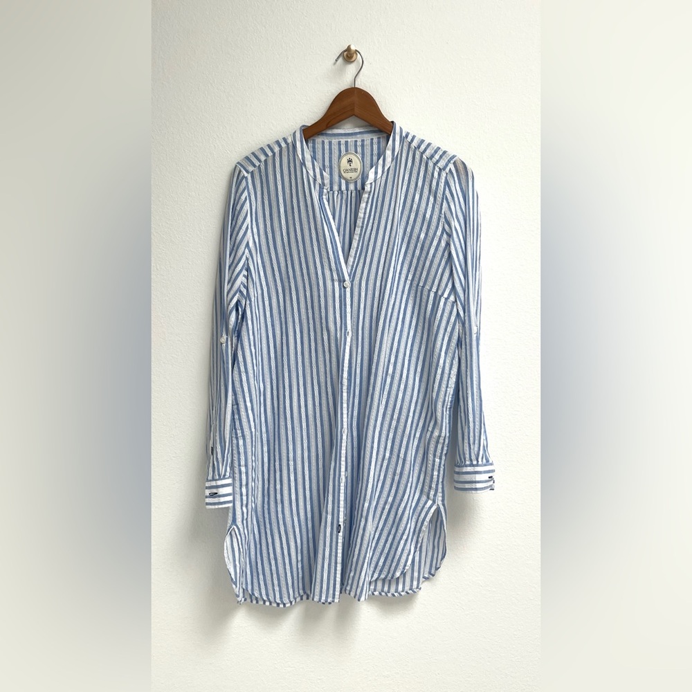 Ganesh Blue and White Striped Tunic Dress, Size 2